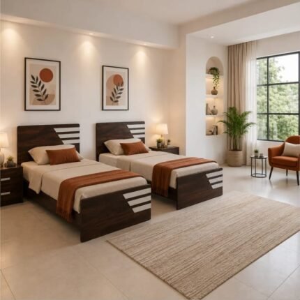 Single Bed (Wooden) with Mattress
